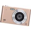Gistuch Fotocamera digitale, zoom 16x, 4K, 48 MP, schermo IPS da 2,4 pollici, registrazione video anti-shake, compatta per viaggiare, con flash, oro