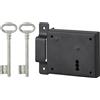 THIRARD Serratura orizzontale di superficie con chiave per porta di cantina, solo catenaccio, sinistra, albero 60 mm, 95x76 mm, nero, 2 chiavi - THIRARD