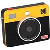 KODAK Mini Shot 3 Retro 4PASS - Fotocamera e stampante fotografica istantanea 2 in 1 (7,6×7,6 cm) - 8 fogli inclusi - Nero/Bianco e Nero/Giallo - Design retrò, tecnologia 4PASS, supporto app, Colore:Nero Giallo