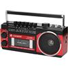 Avizar, radio FM/AM/SW con lettore cassette e Bluetooth, cinturino da polso, nero/rosso