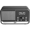 CGV Radio FM portatile Bluetooth, batteria integrata, design vintage, nero