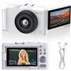 ZELURXX Fotocamera digitale retrò 4K 4800 MP con zoom 18x, grandangolo F1.8, fotocamera portatile per vlogging con display orientabile da 3", ideale per vlog e come regalo, bianca