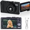 ZELURXX Fotocamera digitale retrò 4K 4800 MP con zoom 18x, grandangolo F1.8, fotocamera portatile per vlogging con display orientabile da 3", ideale per vlog e come regalo, nera