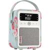 OEM Radio FM portatile con base di ricarica USB e antenna - Vecchia radio wireless color rosa con funzione sveglia