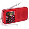 OEM Radio portatile con batteria di ricambio - Alta capacità (3000 mAh) - Piccola radio FM con orologio e sveglia - Luce di emergenza - Supporto MP3, SD, USB e AUX