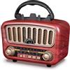 OEM Radio portatile AM/FM/SW con potente altoparlante da 5 W - Radio vintage retrò J-180 ricaricabile con batteria da 1800 mAh - Mini radio con funzioni USB/TF/AUX