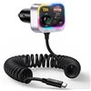 OEM Adattatore FM Bluetooth con caricatore da auto USB-C a spirale da 66 W con PD e QC 3.0; adattatore radio FM wireless con microfoni potenti e audio Hi-Fi con bassi profondi; vivavoce con interruttore di accensione