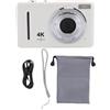 Gistuch Fotocamera digitale 4K per fotografia, 64 MP HD, autofocus, viaggi, con schermo da 2,4 pollici, adolescenti, studenti, bianca