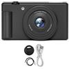 Gistuch Fotocamera digitale da 5K per fotografia, 80 MP HD, zoom ottico 18x, senza specchio, con schermo ribaltabile da 2,8 pollici, flash LED, ideale per i viaggi, nera