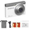 Gistuch Fotocamera digitale 4K portatile, 50 MP, schermo IPS da 2,88 pollici, autofocus, zoom 16x, registrazione video, flash integrato per bambini
