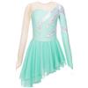 CHICTRY Body Danza Classica Bambina Strass Leotard per Balletto Ballerina Abito Pattinaggio Artistico con Orlo Asimmetrico Abito da Ballo Latino Jazz Dancewear Verde 7-8 Anni