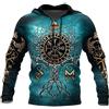 keephen Uomini Viking Felpa con Cappuccio Moda Casual Viking Tattoo 3D Stampato Pullover a Maniche Lunghe Felpa Giacca Top