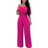 Minetom Jumpsuit Donna Elegante Senza Spalline Manica Corta Scollo a V Playsuit Tuta Cerimonia Cocktail Overall Monopezzi Tutine A1 Rose M