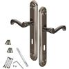Kotarbau Maniglia per porte interne ed esterne, guarnitura per porta a piastra lunga con foro Patent, da 72 mm