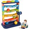 BeVistoso Giocattolo educativo per far cadere le palle, torre di caduta delle palle a 5 livelli con rampe vorticose, martello e 4 palline, giocattolo educativo in plastica ABS per bambini dai 3 anni in su, pal