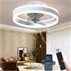 Wildcat Ventilatore da soffitto con illuminazione, LED moderno e silenzioso, con telecomando, timer, lampada da soffitto per soggiorno, sala da pranzo (colore: bianco, dimensioni: 40 cm)