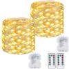 kolpop litogo 12M 120er Stringa Luci a Batteria 【2 Pack】, 8Modalità Timer Rame filo Fata Luci Lucciole a Batteria Impermeabili per Interni ed Esterni, Feste, Matrimoni, e Decorazione Natalizia (Bianco Caldo)