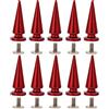 HEEPDD Rivetti Conici Punk in Metallo 10 Pezzi 10x26mm Rosso, Borchie Cono a 4 Denti per Decorazione Scarpe Pelle Giacca Borsa Cintura, Applicazione Senza Colla con Fissaggio a Pressione su 5mm di Spessore