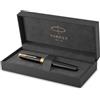 PARKER Sonnet penna stilografica | laccatura di colore nero con finiture in oro | pennino sottile | Confezione regalo