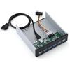 ASHATA USB 3.0 Pannello Anteriore, Pannello Anteriore Super Speed 4 Hub USB 3.0 + 2 USB 2.0 Hub, Hub USB Multifunzione USB 3.0 da Pannello Frontale da 5,25 Pollici con PC SATA per PC Computer