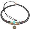 Ancient Tribe Collana girocollo unisex regolabile in pelle di canapa con perline turchesi