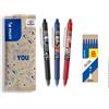 PILOT x NARUTO Set da 3 penne FriXion Clicker 1 set da 6 ricariche Penne