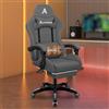 ALFORDSON Sedia Gaming Massaggiante con Poggiapiedi da Case Grigia
