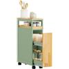 SoBuy Carrello cucina salvaspazio con 2 cassetti estraibili, 50,5×20×79 cm | Mobiletto salvaspazio cucina con vassoio rimovibile e ruote, per zona pranzo o bagno, portata fino a 22 kg, MDF NSR14-GR