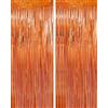 Montegoni 2 Pezzi 1x2.5m Arancione Tende Metalliche Feste con Frange Scintillanti, Decorazione Lamina Glitter per Capodanno, Compleanno, Baby Shower, Festa di Nozze | Frange di Lamina per Decorazione