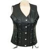Fatto a mano Giacca cappotto gilet pelle di agnello nero bottoni vestibilità donna classic...