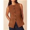 Fatto a mano Elegante cappotto gilet festa vestibilità morbida donna marrone vera pelle di...