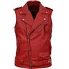 Fatto a mano Gilet western con bottoni rosso 100% vera pelle nuovo giacca pelle di agnello...