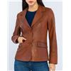 Fatto a mano Blazer da donna formale di design elegante marrone in vera pelle di agnello f...