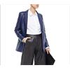 Fatto a mano Blazer blu da donna in vera pelle di agnello per feste elegante formale...