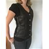 Fatto a mano Giacca con bottoni donna pelle di agnello nero western gilet cappotto classic...