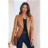 Fatto a mano Blazer elegante in pelle nuovo formale festa fatto a mano marrone donna...
