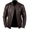Fatto a mano Bomber da uomo in vera pelle di agnello elegante marrone biker giacca casual ...