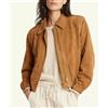 Fatto a mano Elegante bomber in camoscio marrone giacca in pelle originale donna fatta a m...