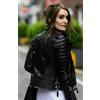 Fatto a mano Giacca da donna in pelle di agnello giacca da motociclista originale casual s...