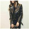 Fatto a mano Giacca donna HOT sexy nera moderna moto vera pelle di agnello casual pelle
