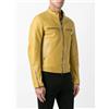 Fatto a mano NUOVO Trendy Uomo Giallo Pelle Giacca Moto 100% Vera Pelle di Agnello Biker Coat