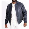 Fatto a mano Bomber uomo elegante 100% vera pelle di agnello morbida blu navy fatto a mano