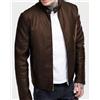 Fatto a mano Giacca da uomo in vera pelle di pecora marrone scuro elegante casual fatta a ...