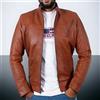 Fatto a mano Giacca in pelle uomo elegante MARRONE originale pelle di agnello fatta a mano...