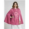 Fatto a mano Giacca donna poncho unico stile rosa morbida pelle di agnello abbigliamento c...