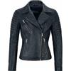 Fatto a mano Elegante giacca nera con cerniera donna pelle di agnello 100% pelle giacca mo...