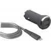 Bigben Connected Force Power, caricatore da auto IC Smart da 2,4 A + cavo USB-A / Lightning rinforzato, grigio