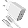 Big Ben Force Power, alimentatore 25W Power Delivery + cavo USB-C / USB-C rinforzato, bianco