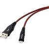 TOOLCRAFT Cavo USB USB 2.0 spina USB-A, spina Apple Lightning 1,00 m nero-rosso Schermatura intrecciata estremamente robusta