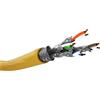 Goobay 4x Goobay 61126 Cavo di installazione CAT 8.1 GHMT, S/FTP (PiMF), giallo, 25 m - conduttore in rame (CU), AWG 22/1 (solido), senza alogeni (LSZH)